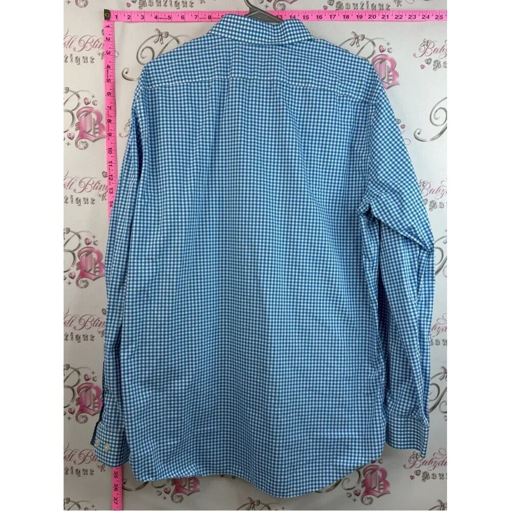 Banana Republic button up shirt Blue and White Gingham Dress Shirt grant fit